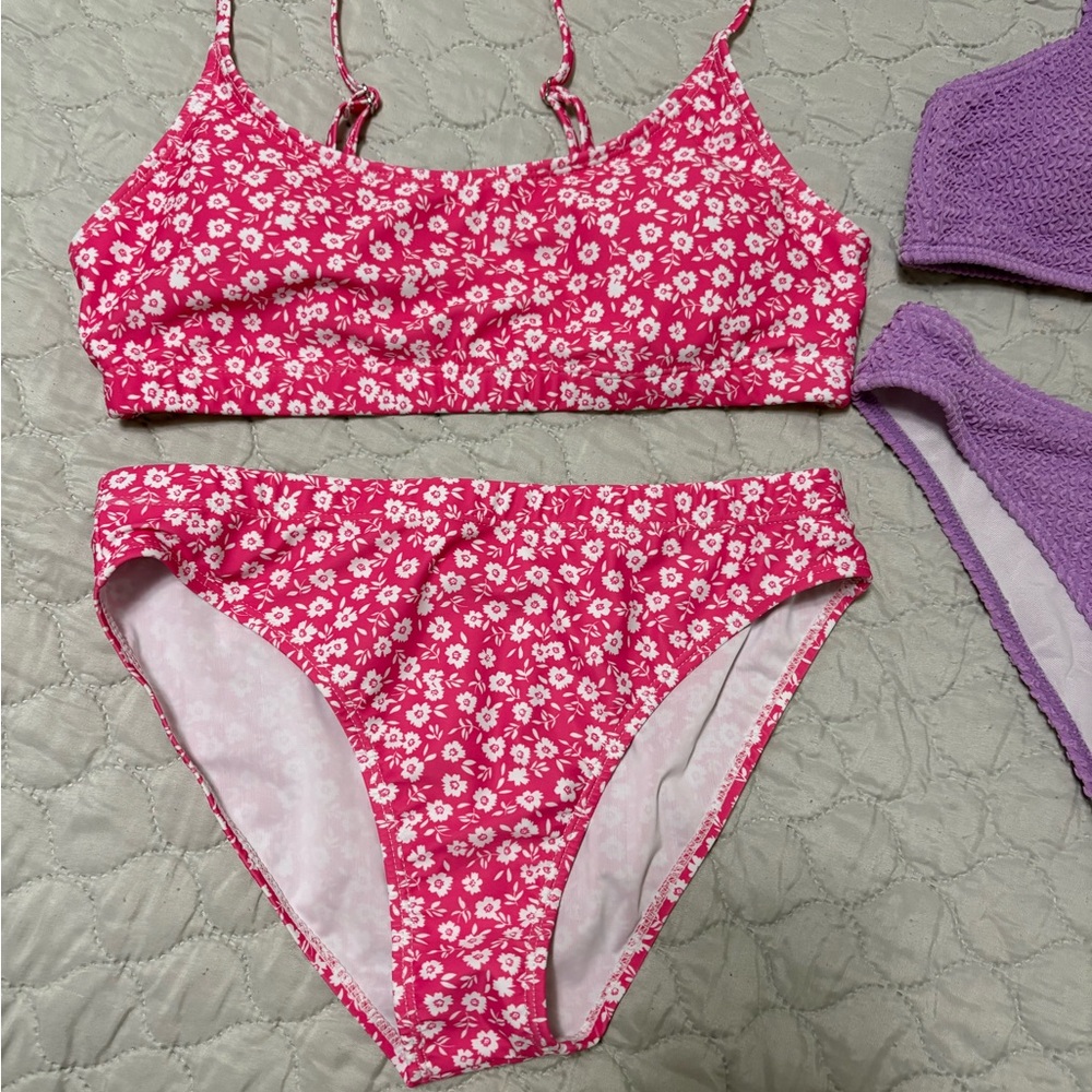Vibrant Pink Floral Bikini Set & Pretty Lilac